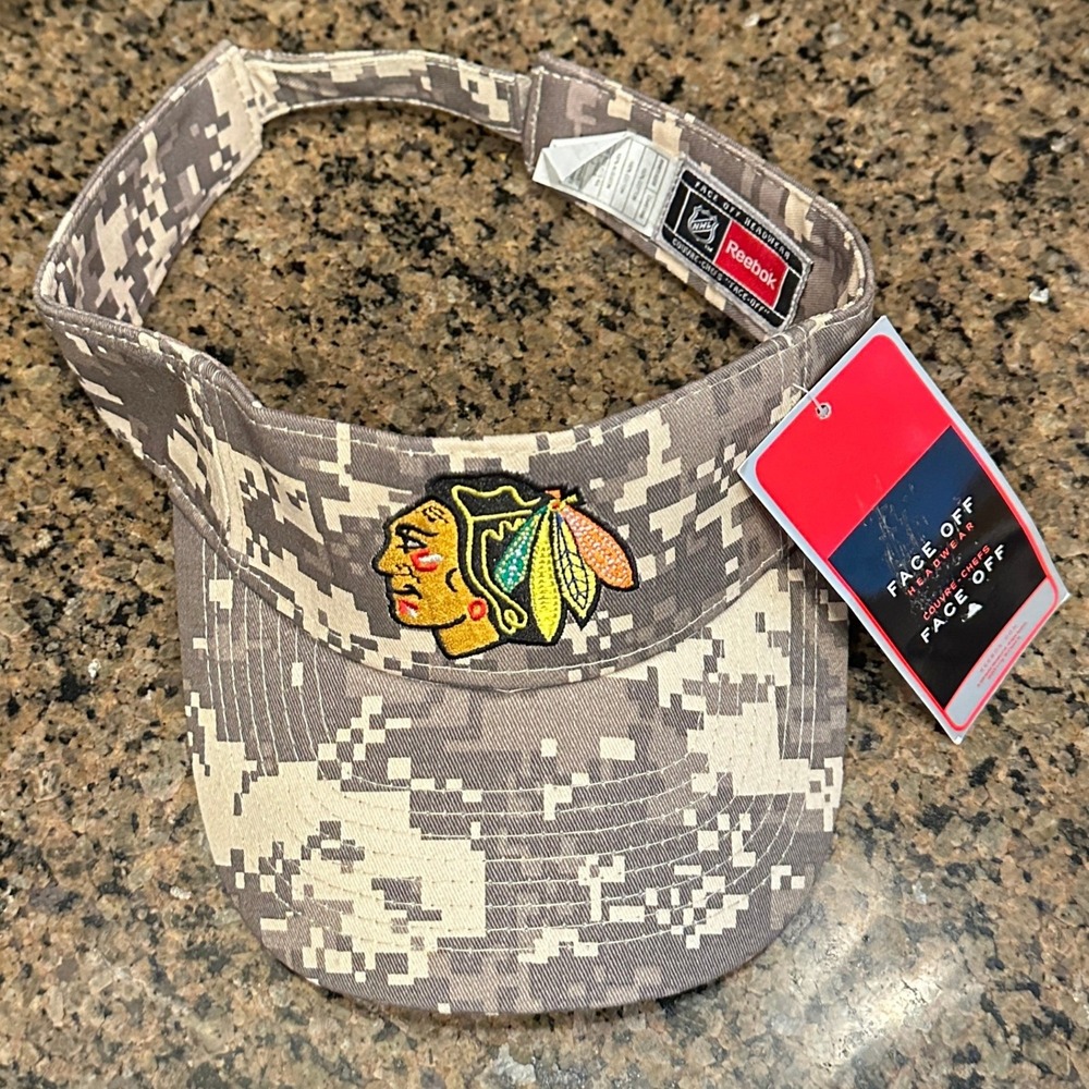 Chicago Blackhawks Reebok Face Off Visor Hat One Size Camo Cotton New